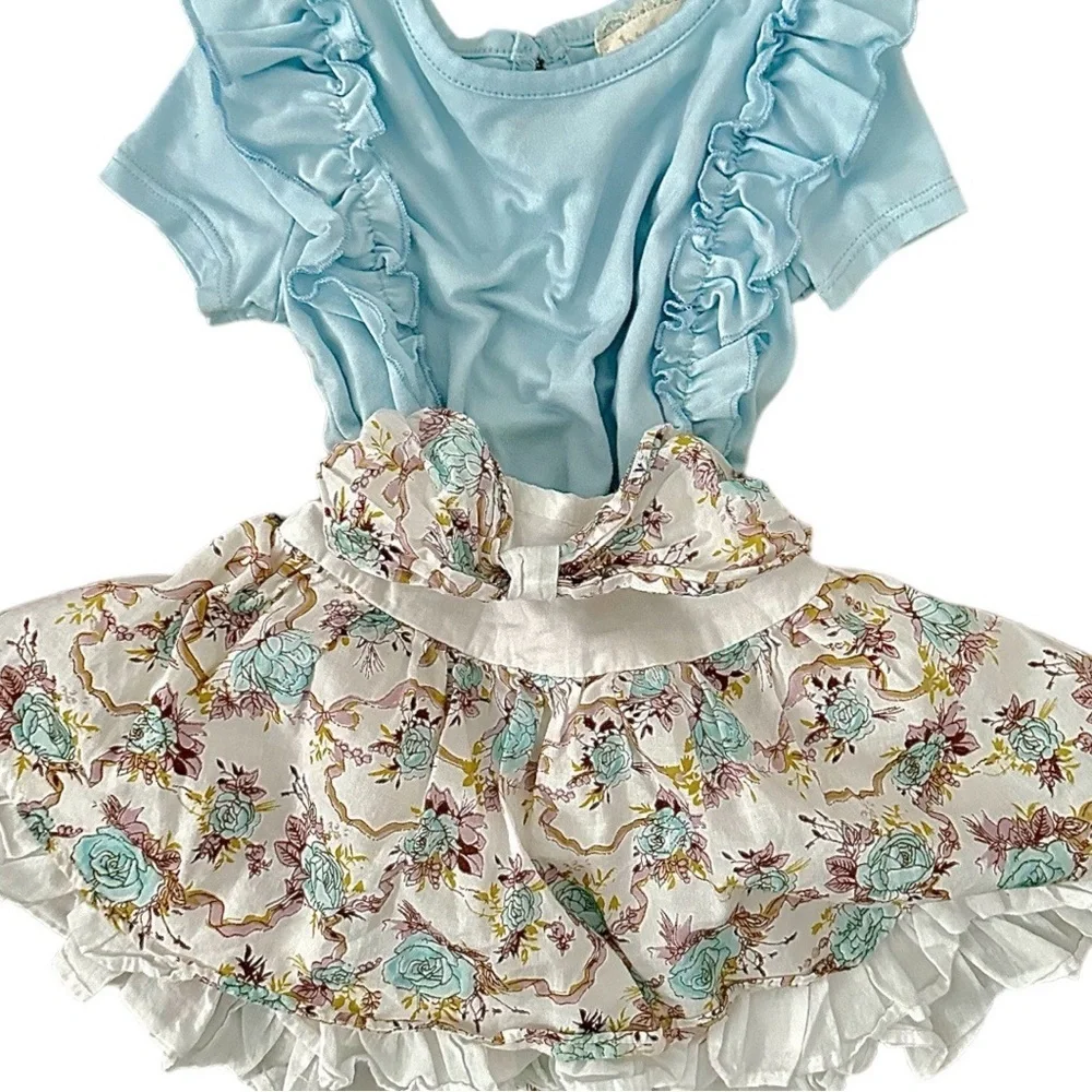 Baby Girl 12 M Ruffle Floral Twirl Tiered Skirt & Matching Ruffle Shirt Set
